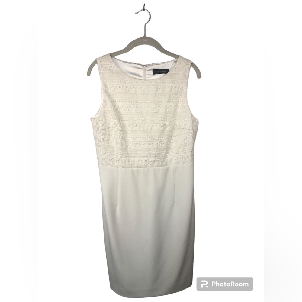 Ann Taylor White Lace-Trim Sheath Dress